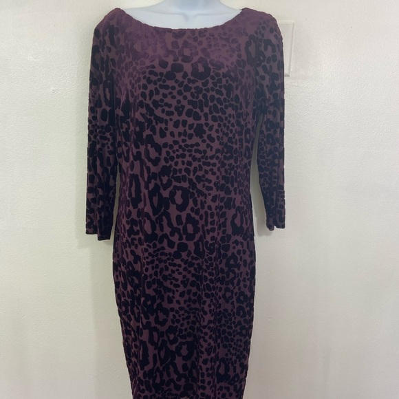 Cache Leopard Velvet Burnout Bodycon Sheath Dress Sz 6 Witchy Whimsigoth - Picture 2 of 11
